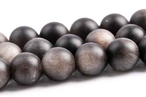 Cuentas sueltas redondas de plata mate natural grado obsidiana AAA 4-5/6/8/10/12-13 MM - Imagen 8 de 13