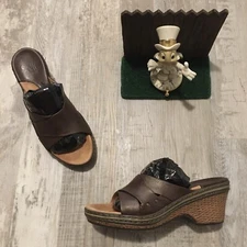 Sofft Euro Soft 7 M Bronze Brown Leather Loafer Heels 1201596 Minimal Wear