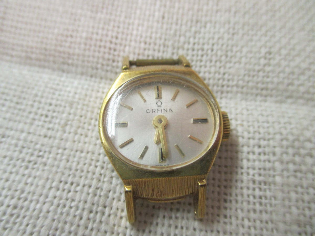 Vintage Swiss Orfina gold plated Ladies Wrist Watch 17 Jewels Runs