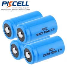 4Pcs 3.7V 18350 900mAh Rechargeable Lithium Li-ion Batteries for Flashlights