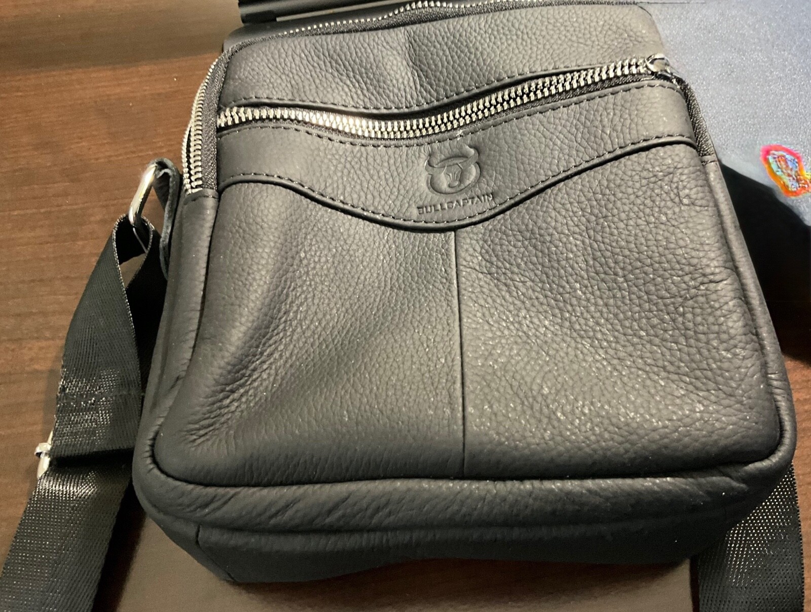 Bull Captain black leather crossbody