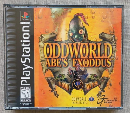 PS1 - ODDWORLD: ABE'S EXODDUS (Black Label), Complete in original packaging