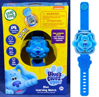 New BLUE LEARNING WATCH Nickelodeon BLUE'S CLUES & YOU Tell Time GAMES Leap Frog