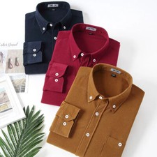 Men Formal Shirt Slim Top Business Long Sleeve Button Down Blouse Shirt