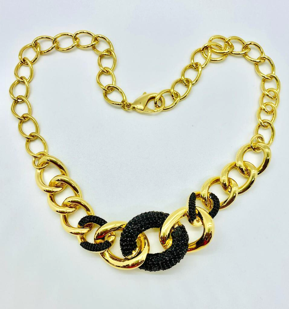 HSN Bellezza Jewelry Collection Black Spinel Graduated Curb