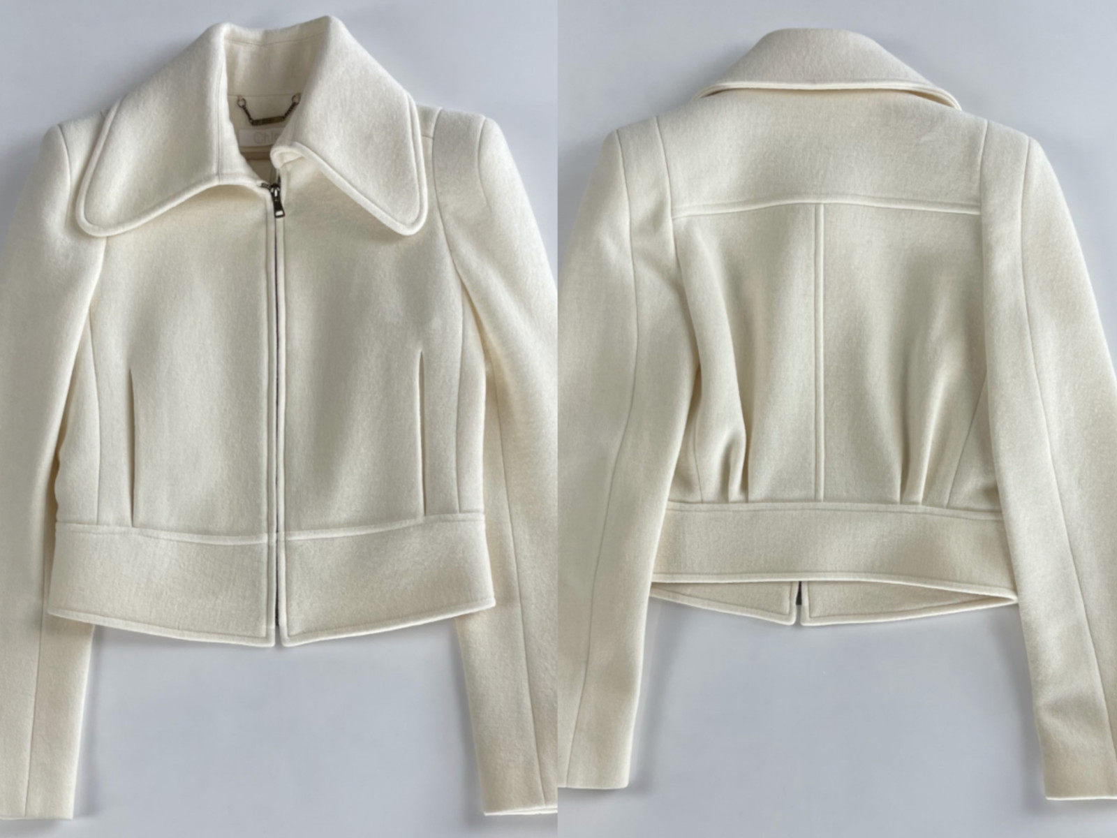 Chloé Women's Iconic Washed Wool Crop Jacket Blazer Short Jacket 36