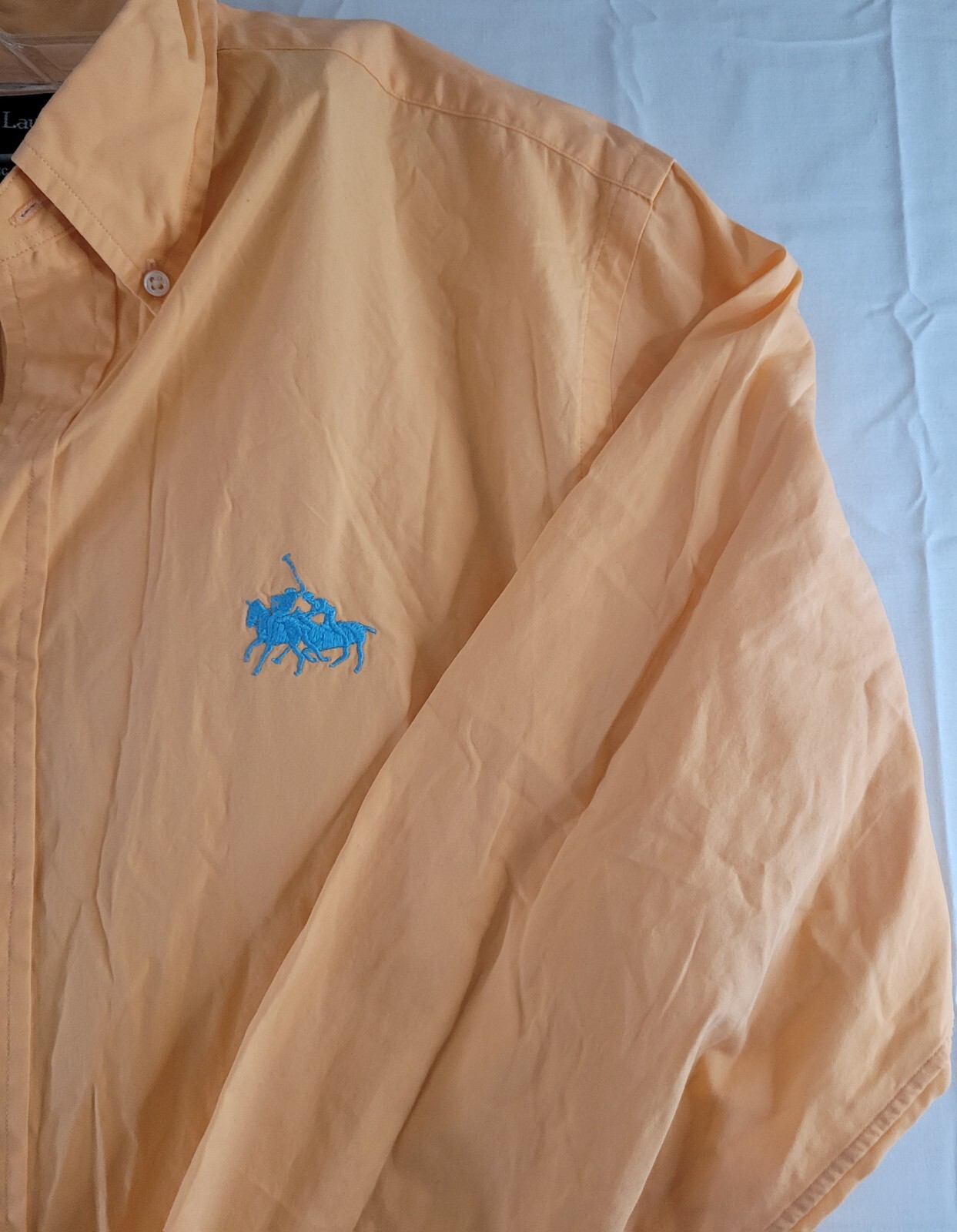 Ralph Lauren camicia abbottonata arancione doppio pony pony uomo taglia large L