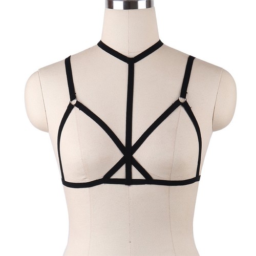 Harness Elastic Cupless Cage Bra Sexy Lingerie for Women Top Exotic Strap Belt - Picture 47 of 273
