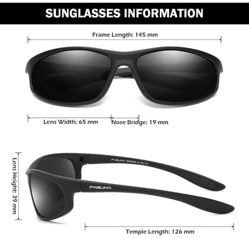 FAGUMA Polarized Sports Sunglasses For Men Cycling Driving Fishing 100% UV - Picture 3 of 6