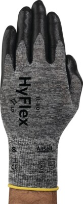 12x Handschuhe HyFlex 11-801 Größe 8 grau/schwarz EN 388 PSA-Kategorie II ANSELL