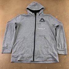 Reebok Men's Size Large Heather Gray Speed Wick Lightweight Full Zip Hoodie