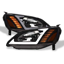 Topline For 2001-2003 Civic 2D/4D Switchback Sequential LED Strip Headlights Blk