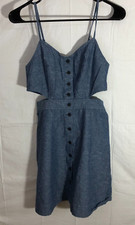 Madewell Chambray Cutout Cami Mini Dress Lightweight Cotton Size 0 Button Front
