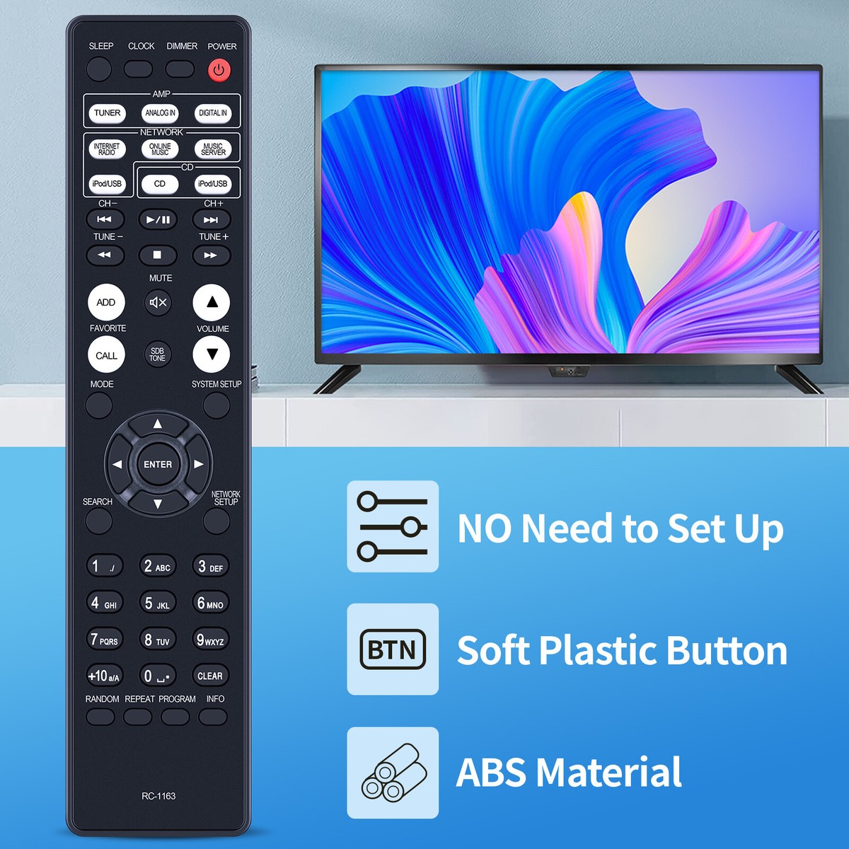 New RC-1163 Remote Control For Denon DCD-F109, DCDF109, DRA-F109