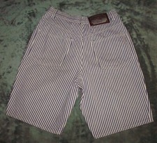 VTG 90s LIMITED JEANS STRIPED SHORTS WOMENS SZ 10 BLUE WHITE COTTON 80s DENIM