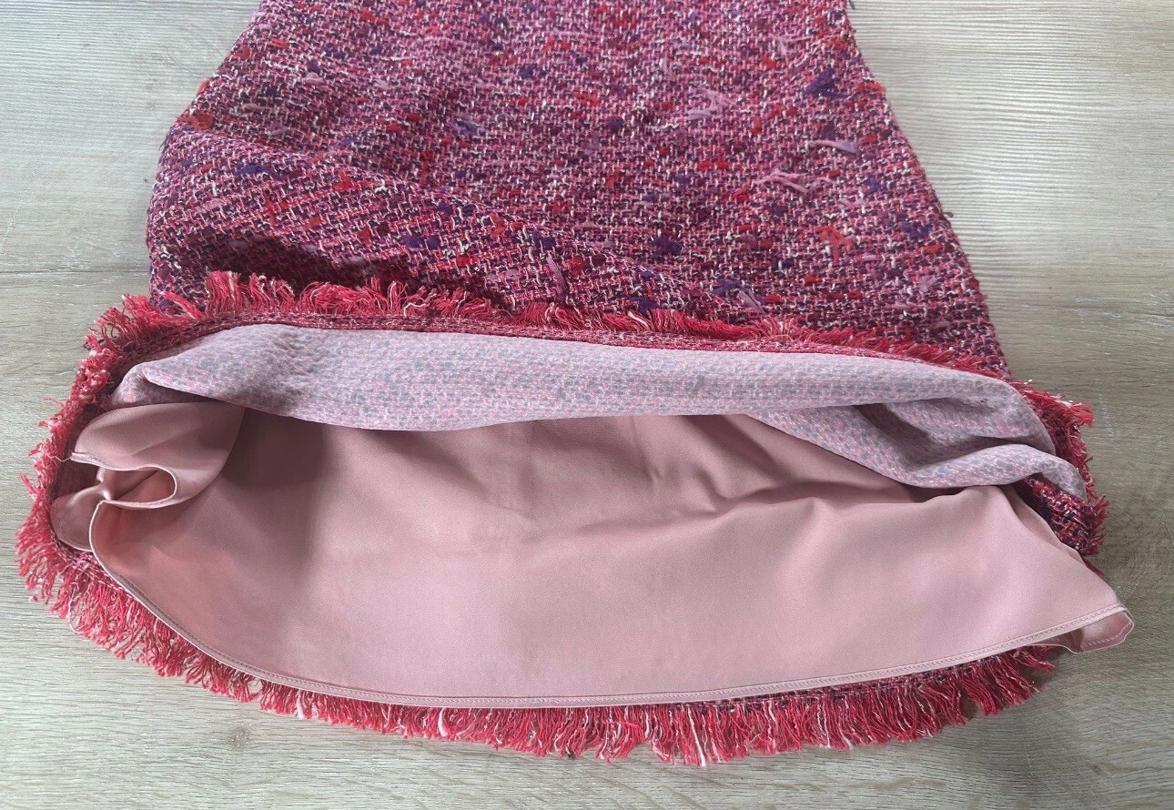 ABITO DA DONNA KATE SPADE NEW YORK NUOVO CON ETICHETTE IN TWEED ROSA 6 BACCHE BLITZ MANICA FLUTTER