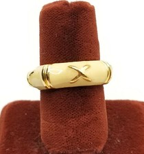 Vtg Eternity Ring Sz 6.25 Letter X Band Jewelry Cream Enamel Quality Stackable