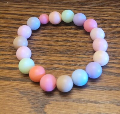 Hand Crafted Pastel Multicolored Beaded Stretchy 2.25'' Bracelet