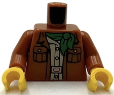 Lego New Minifig Dark Orange Torso Jacket w/ 2 Pockets over Tan Shirt Part