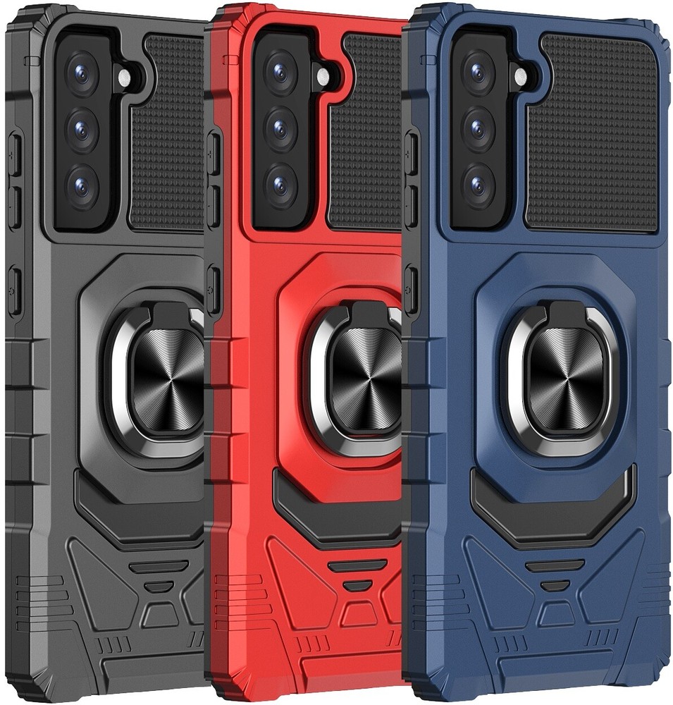 Ring Stand Case +Tempered Glass For Galaxy S21/S21+/S21 Ultra/S21 FE Phone Cover