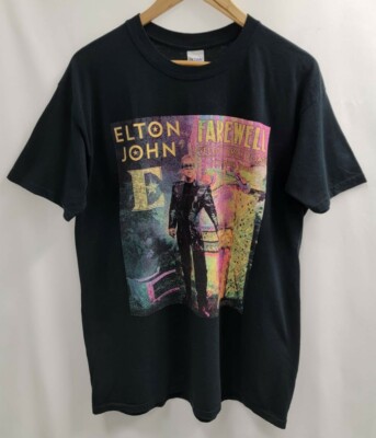 ELTON JOHN T-Shirt Men's L Black FAREWELL Yellow Brick Road  2018 THE FINAL TOUR
