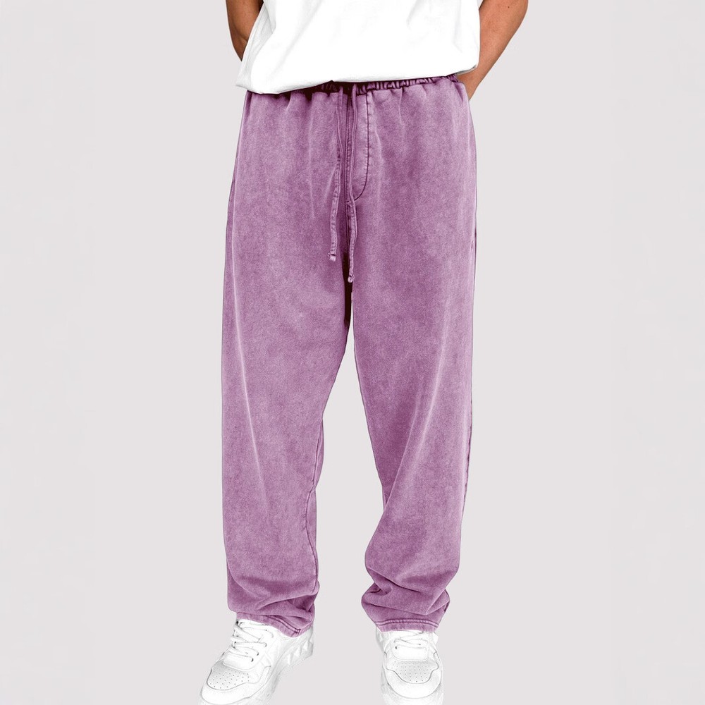 Drawstring Loose Casual Pants Men's solid color sports straight-leg Trousers