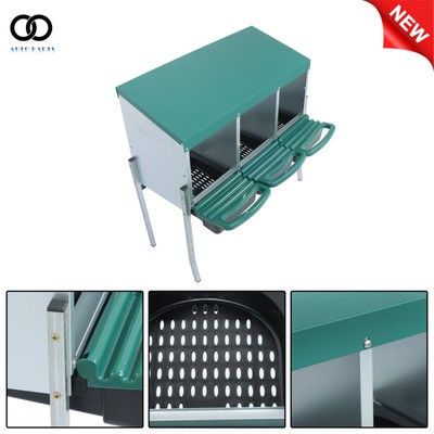 3 Holes Chicken Nesting Box Roll Away Egg Collection With Metal Legs