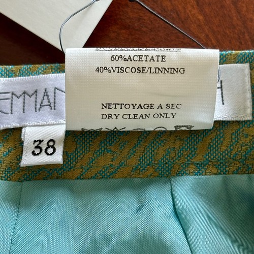 Emmanuelle Khanh Pencil Skirt Gold Turquoise Women's Size FR 38 US Size Small - Picture 8 of 9
