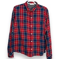 Riders By Lee Flannel Button Up Sleep Shirt Men's Large Multicolor Plaid Cozy