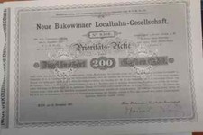 Ukraine Neue Bukowinaer Localbahn Czernowitz Romania Preferred Share 1897 200 Fl