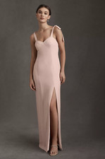 NWT Anthropologie BHLDN Antonia Georgette Tie Shoulder Dress Gown Blush Pink 22W