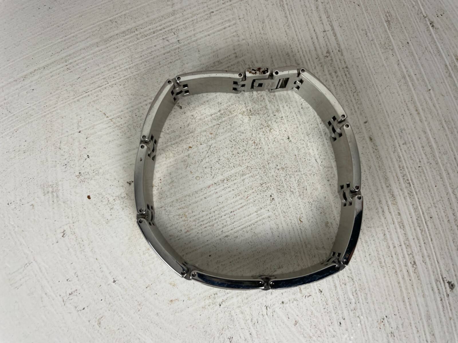 Rectangular Hinge Link Bracelet Mens 8.5" Stainle… - image 6