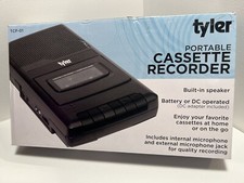 New Tyler TCP-01 Portable Cassette Player  Recorder - Retro Shoebox Style Blk