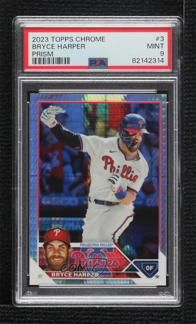 2023 Topps Chrome Prism Refractor Bryce Harper #3 PSA 9 MINT 0s2w