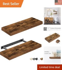 Heavy-Duty Floating Wall Shelves - Stylish Brown Set of 2 for Home Organization