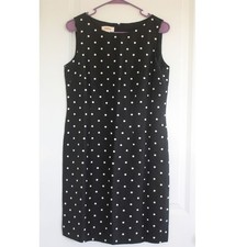 Vintage Talbots Petites Black Embroidered 100% Silk Dress Polka Dot - 10P