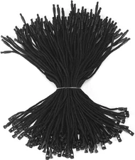 300Pcs 7.7 Inch Cotton Hang Tag String Fasteners with Plastic Snap Lock Black 