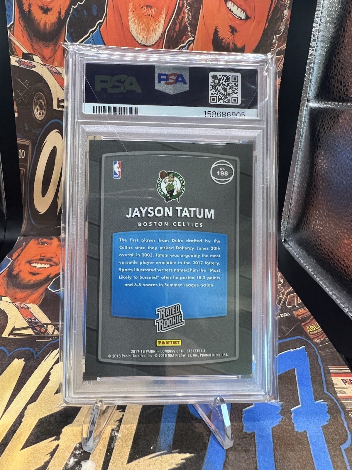 Panini Donruss Optic 2017-18 Jayson Tatum #198 Shock Prizm RC PSA 9 Celtics view 2