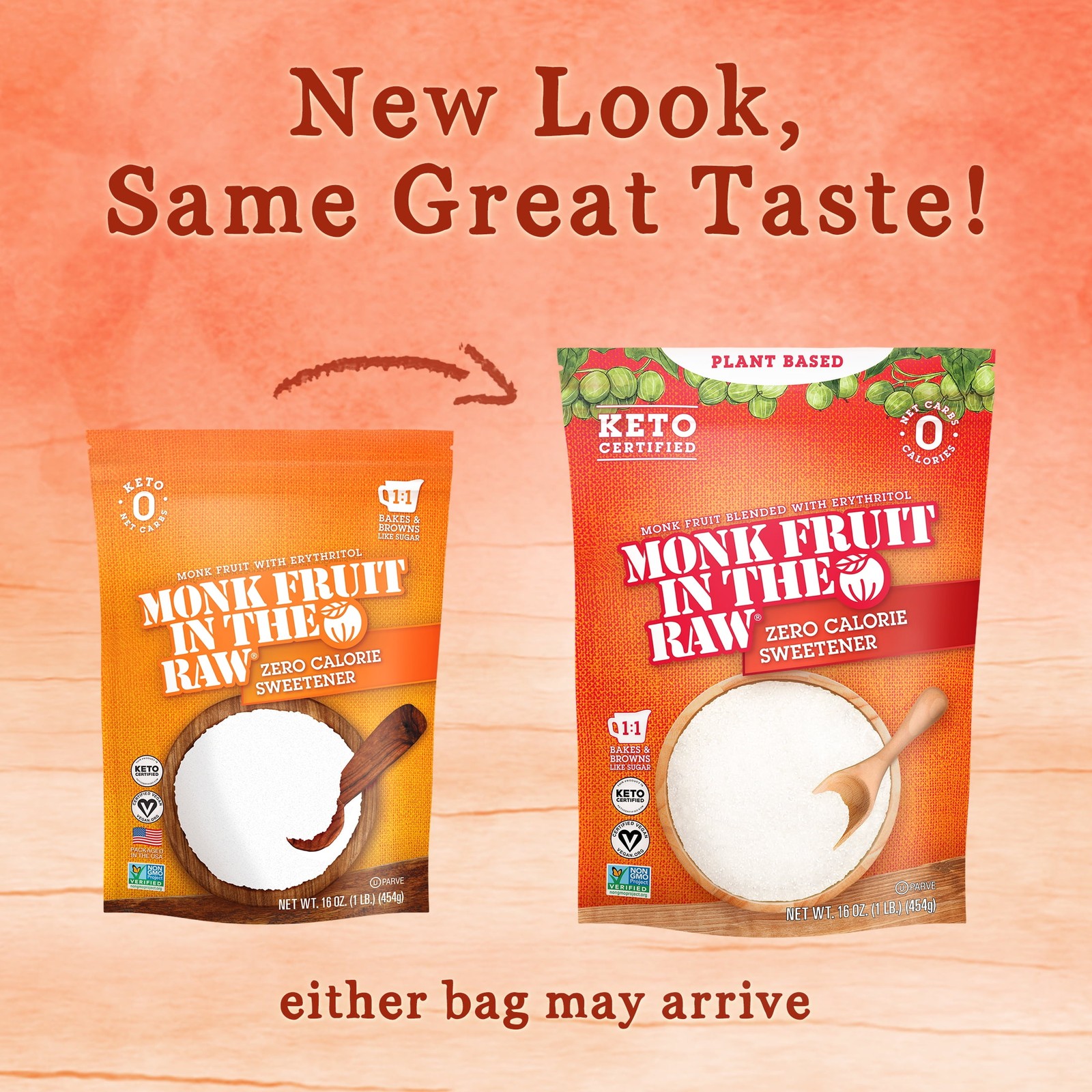 (2 pack) Monk Fruit In The Raw Zero Calorie Sweetener, Sugar Substitute, 16 oz
