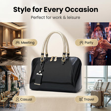 Luxury Patent Leather Handbag Women Elegant Glossy Tote Office Work Satchel 3 Co