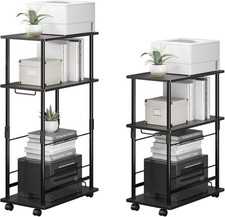 Height Adjustable Computer Tower Stand 3 Tier CPU Holder Cart Printer Stand