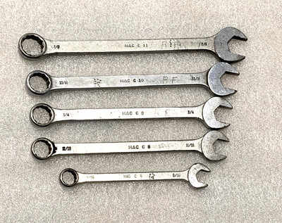 5 Mac Tools Combo Wrench 12 Point Boxed End C11 7/8, C10 13/16, C9 3/4, C8, C6