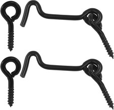 5pc 2" Cabin Gate Hook and Eye Latch Black Barn Door Swivel Window Lock Set 5