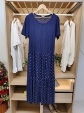 WHITE STUFF DRESS MIDI T-SHIRT UK 10 NAVY WHITE SPOTTY SHORT SLEEVE POLKA DOT