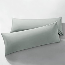 Brushed Microfiber Body Pillowcases Set 20 x 48 Inch, Silver NonSlip Covers