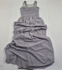 LITTLE MISTRESS Dress 8 Grey Women's Long Beaded Sleeveless Prom Ball Evening