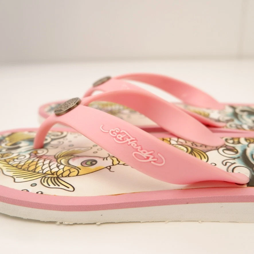 Sandalia Ed Hardy Mujer 8 Peces Astro Kiss Koi Chanclas Piscina Playa Retro Core Go Foto 4 de 4