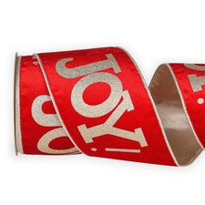 4 Inch Red Velvet Wired Ribbon 10 Yards Joy Crushed Christmas Wreath Decor