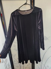 Old Navy Black Gray Velvet Swing Dress Size Small Long Sleeve Knee Length
