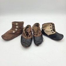 Lot Antique Victorian Leather Baby Child Shoes Boots Primitive Cottagecore Decor